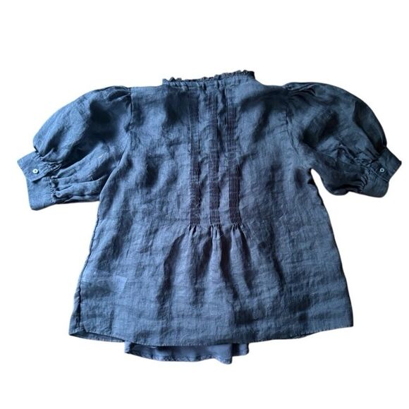 J.Crew Lace-trim pintuck top Raime Blouse Black XS - Picture 3 of 6